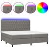 vidaXL Boxspring met matras en LED stof donkergrijs 200x200 cm