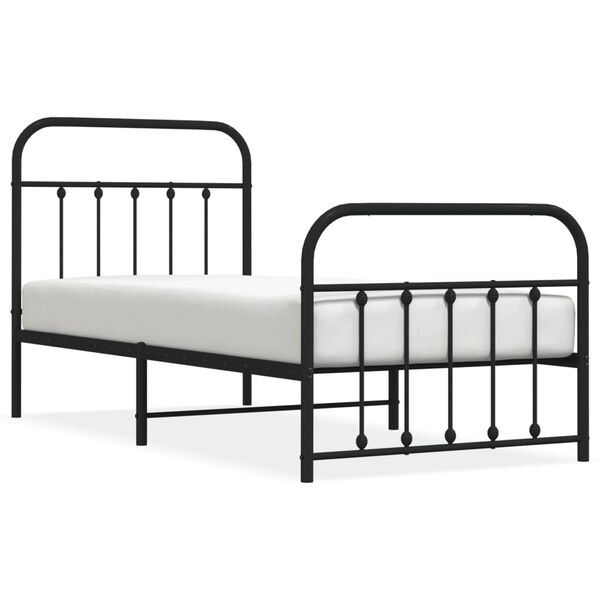 vidaXL Bedframe met hoofd- en voeteneinde metaal zwart 90x190 cm