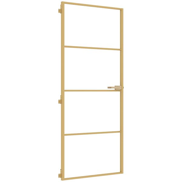 vidaXL Binnendeur smal 83x201,5 cm gehard glas en aluminium goudkleur