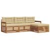 vidaXL Buiten bankenset met kussen 4 pcs Natuurlijk en Beige