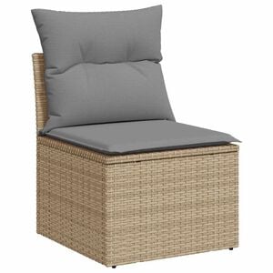 vidaXL Tuinbank zonder armleuning met kussens poly rattan beige