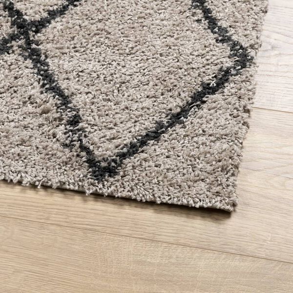vidaXL Vloerkleed PAMPLONA shaggy hoogpolig 120x170 cm beige antraciet