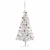 vidaXL Kunstkerstboom met verlichting en kerstballen 150 cm PET zilver