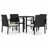 vidaXL 5-delige Tuinset poly rattan zwart