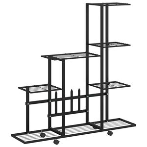 vidaXL Bloemenstandaard met wielen 94,5x25x92,5 cm metaal zwart