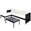 vidaXL 3-delige Loungeset met kussens poly rattan zwart