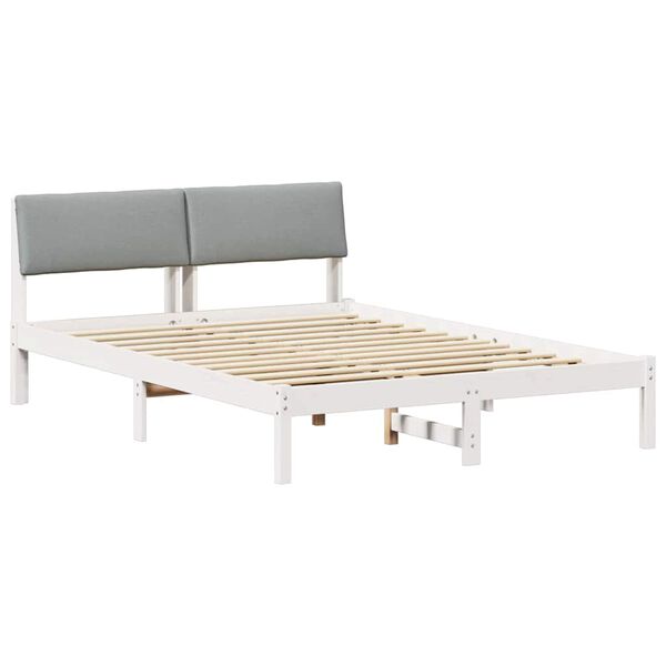 vidaXL Bedframe Wit en lichtgrijs 150 x 200 cm Massief grenenhout