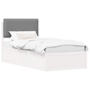 vidaXL Bedframe met Gevoerd Hoofdgedeelte Lichtgrijs 75 x 190 cm