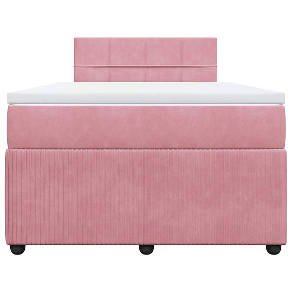 vidaXL Boxspring met matras fluweel roze 120x200 cm