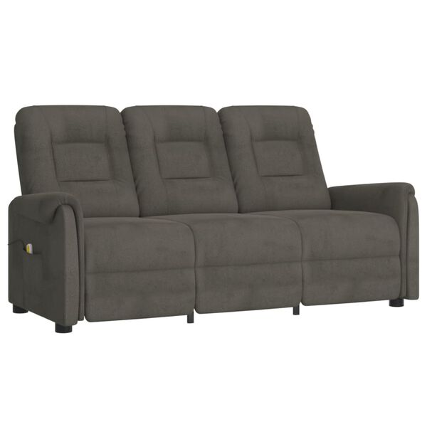 vidaXL Massagestoel 3-zits verstelbaar microvezelstof donkergrijs