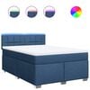 vidaXL Boxspring met matras stof blauw 140x200 cm