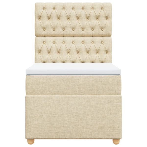 vidaXL Boxspring met matras stof cr&egrave;mekleurig 90x200 cm