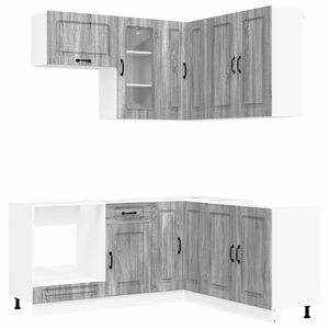 vidaXL Keukenblok KALMAR 8 st Grijs Sonoma Bewerkt hout