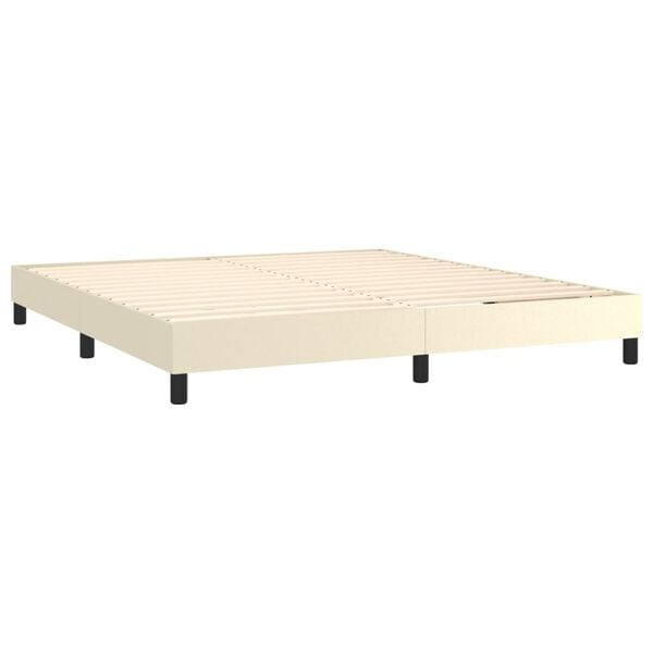 vidaXL Boxspring met matras kunstleer cr&egrave;mekleurig 180x200 cm