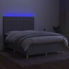 vidaXL Boxspring met matras en LED stof lichtgrijs 140x190 cm