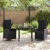 vidaXL Tuin eettafelset met kussen 3 pcs Zwart poly rattan