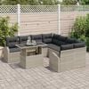 vidaXL Tuin Sofa Set met opslag 9 pcs Lichtgrijs poly rattan