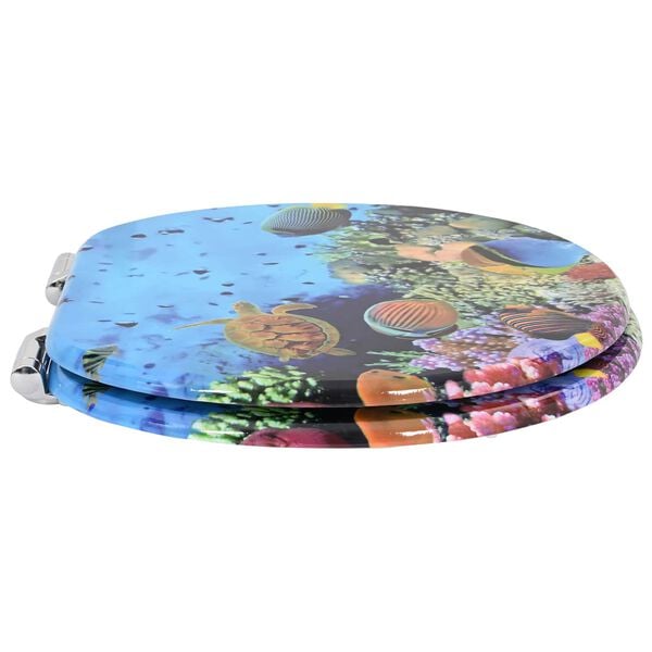 vidaXL Toiletbril 2 pcs Diep Zee Blauw 44 x 38 cm MDF-plaat