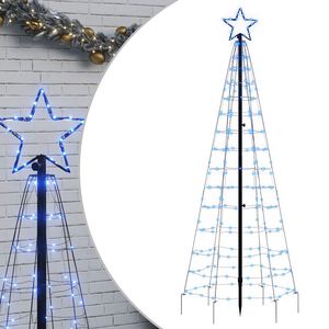 vidaXL LED-kerstboom met spikes 220 LEDs 180 cm blauw