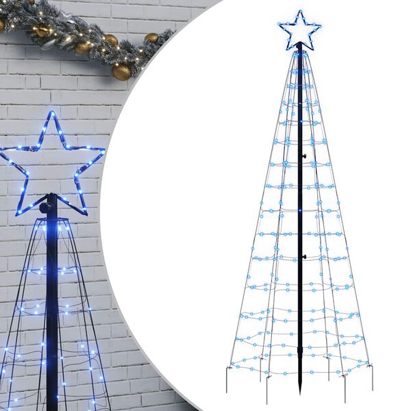 vidaXL LED-kerstboom met spikes 220 LEDs 180 cm blauw