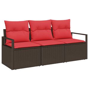 vidaXL Tuinbankenset 3 st Bruin en Rood poly rattan