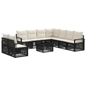 vidaXL Tuinbankenset 10 st Zwart poly rattan