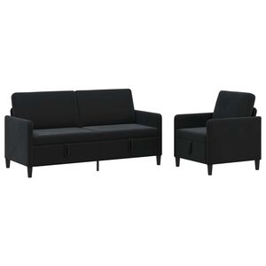 vidaXL Bankenset met opbergruimte 2 st Zwart Polyester