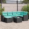 vidaXL 7-delige Loungeset met kussens poly rattan zwart