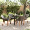 vidaXL Tuin eettafelset met kussen 5 pcs Grijs poly rattan
