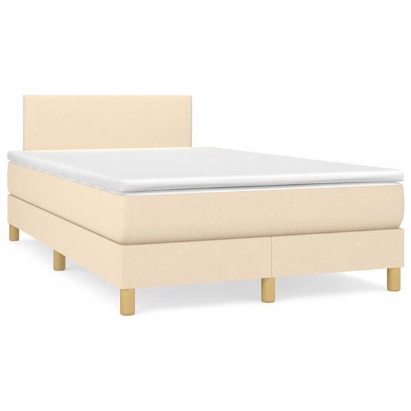 vidaXL Boxspring met matras en LED stof cr&egrave;mekleurig 120x190 cm