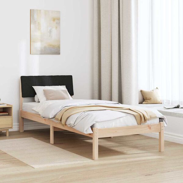 vidaXL Bedframe Bruin en zwart 75 x 190 cm Massief grenenhout