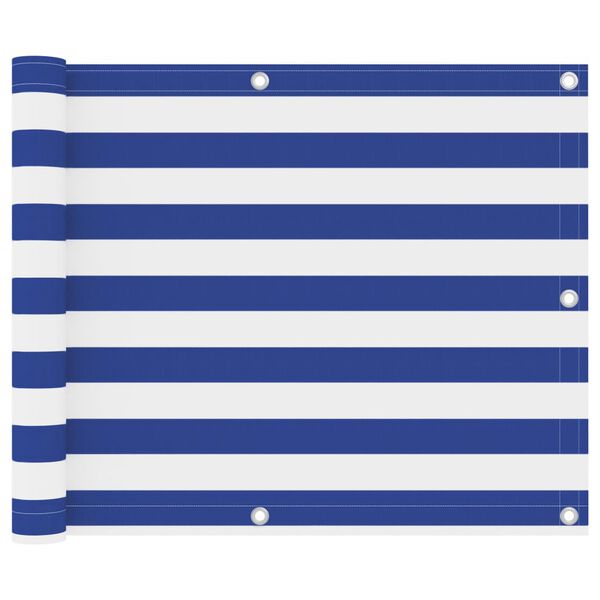vidaXL Balkonscherm 75x600 cm oxford stof wit en blauw