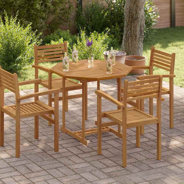 vidaXL Tafelblad achthoekig 90x90x2,5 cm massief teakhout