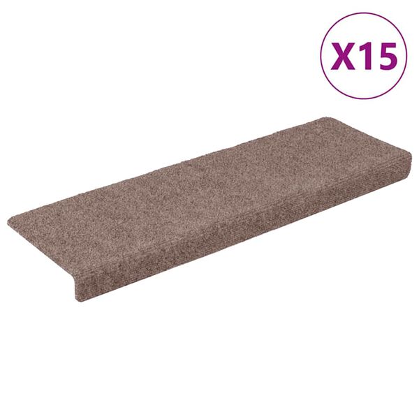 vidaXL Trapmatten zelfklevend 15 stuks 65x21x4 cm lichtbruin met rechthoekige rand