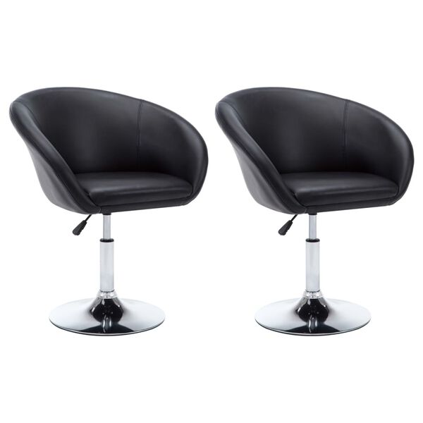vidaXL Eetkamerstoelen draaibaar 2 st kunstleer zwart
