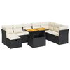 vidaXL 9-delige Loungeset met kussens poly rattan acacia zwart