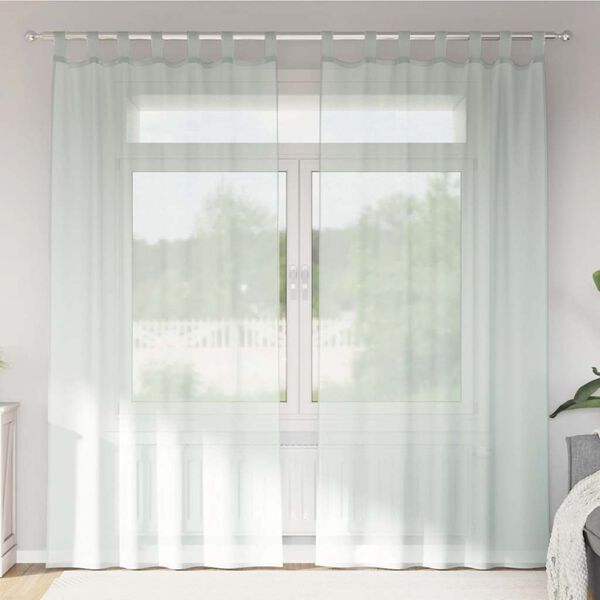 vidaXL Gordijnen voile met lussen 2 st 140x225 cm lichtgrijs