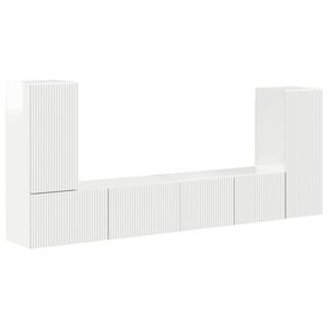 vidaXL Tv-meubelset 4 pcs Hoogglans wit Bewerkt hout