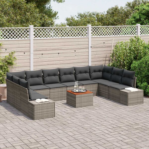 vidaXL Tuin Sofa Set 11 pcs Grijs