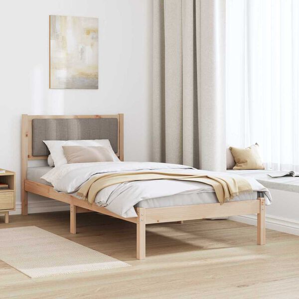 vidaXL Bedframe met Gevoerd Hoofdgedeelte Taupe 90 x 200 cm
