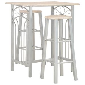 vidaXL 3-delige Barset hout en staal