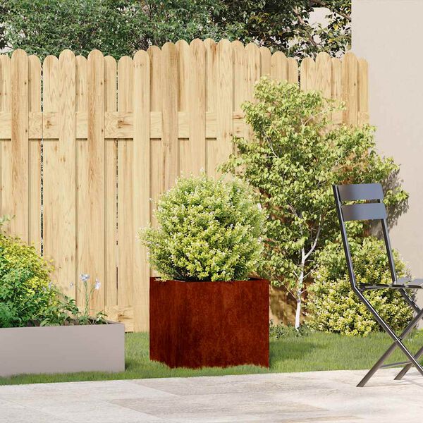 vidaXL Plantenbak roestig 40x40x40 cm weervast staal