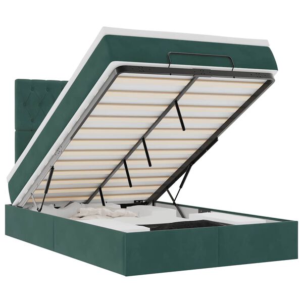 vidaXL Ottoman bed met matrassen 120x190cm fluweel donkergroen