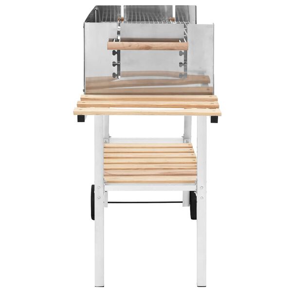 vidaXL Trolleybarbecue met 2 schappen houtskool XXL roestvrij staal