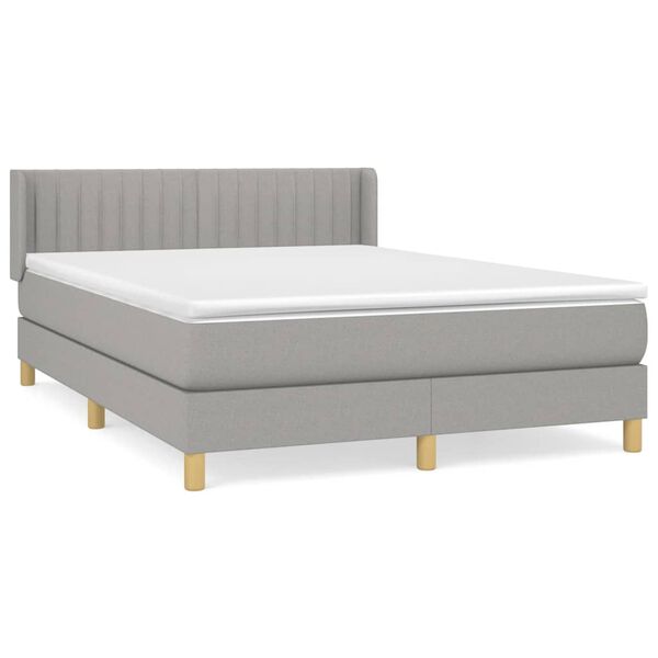 vidaXL Boxspring met matras stof lichtgrijs 140x190 cm