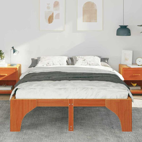 vidaXL Bedframe Bruin 140 x 200 cm Massief grenenhout