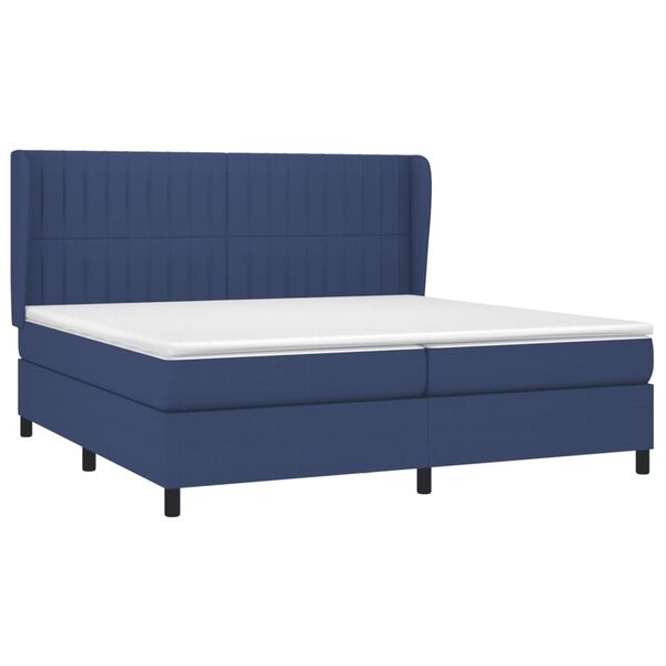 vidaXL Boxspring met matras stof blauw 200x200 cm