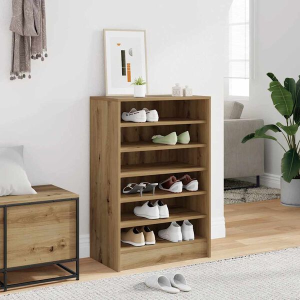vidaXL Schoenenkast 60x35x92 cm bewerkt hout artisanaal eikenkleur