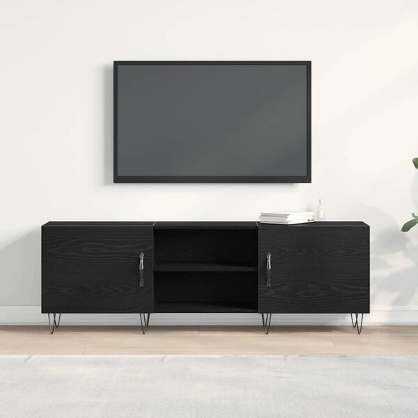 vidaXL Tv-meubelset Zwart Eiken 150 x 30 x 50 cm Bewerkt hout