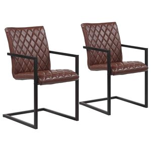 vidaXL Eetkamerstoelen 2 st echt leer bruin